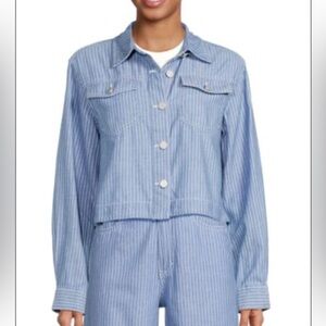 Habitual Striped Cropped Shirt Jacket Size SMALL New